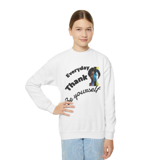 Youth Inspirational Sweatshirt, Thank Yourself Crewneck, Be Yourself Gift, Motivational Apparel, Positive Vibes Clothing