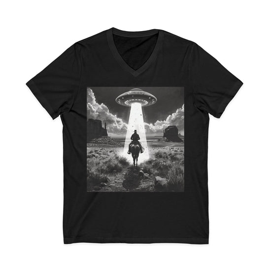 Texas UFO Adventure V-Neck Tee, Alien Theme Shirt, Unisex Graphic T-Shirt, Casual Wear, Gift for Space Lovers