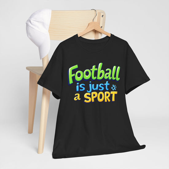 Football-Themed Unisex Heavy Cotton Tee for Fans, Casual Wear, Gift for Sports Lovers, Comfortable Summer T-Shirt, Perfect for Game Days