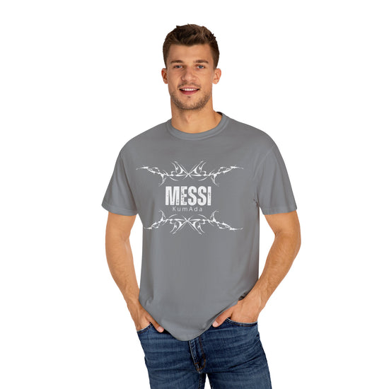 Garment-Dyed T-shirt with Messi Design, Sporty Tee, Football Fan Gift, Unisex Casual Wear
